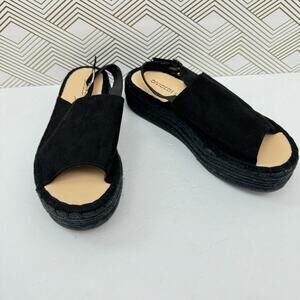 H&M Divided Women's Platform Jute Open Toe Sandals Black Size 40 / 9